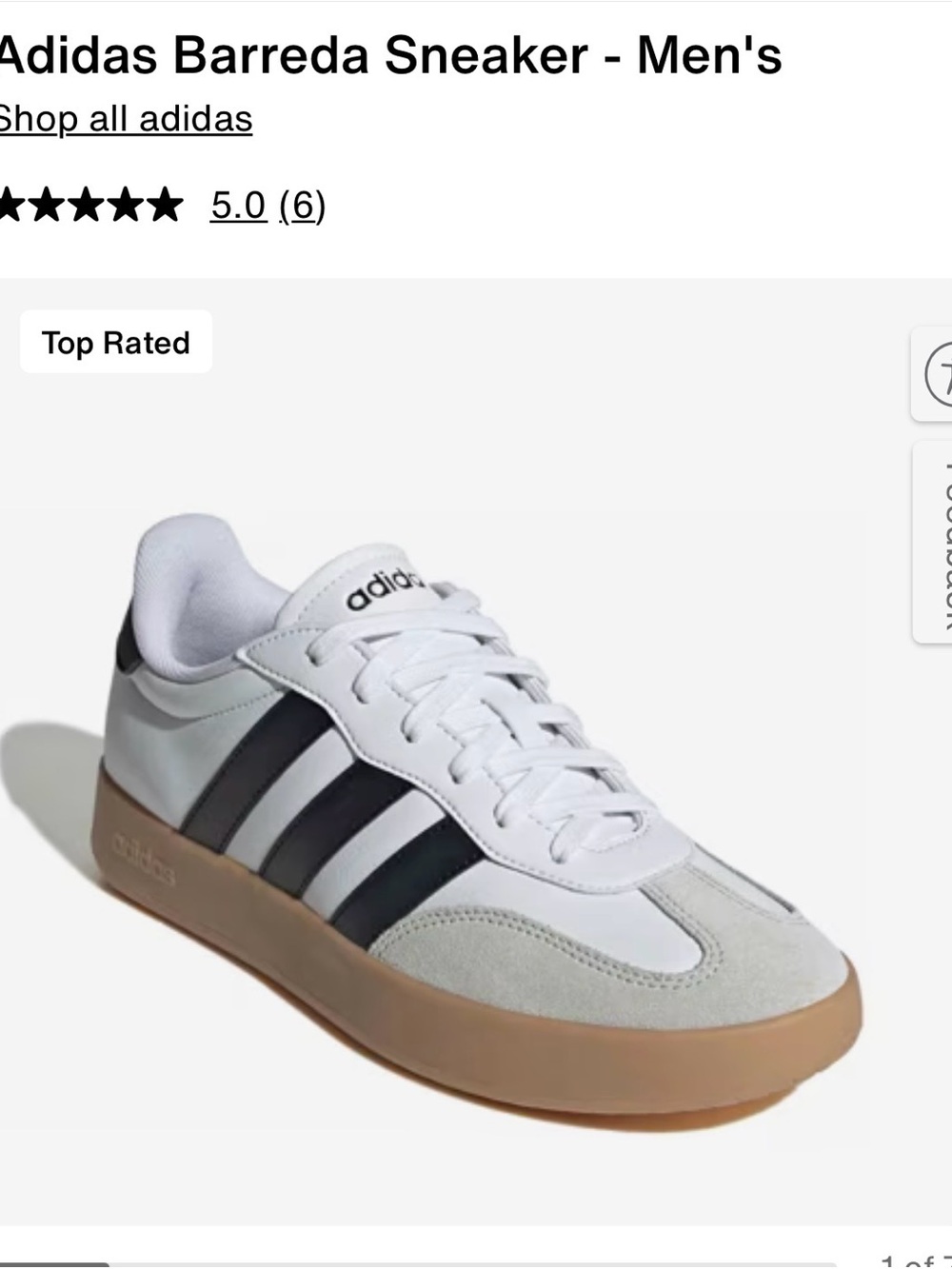 adidas Men's White Sneakers with Black Stripes and Gum Sole